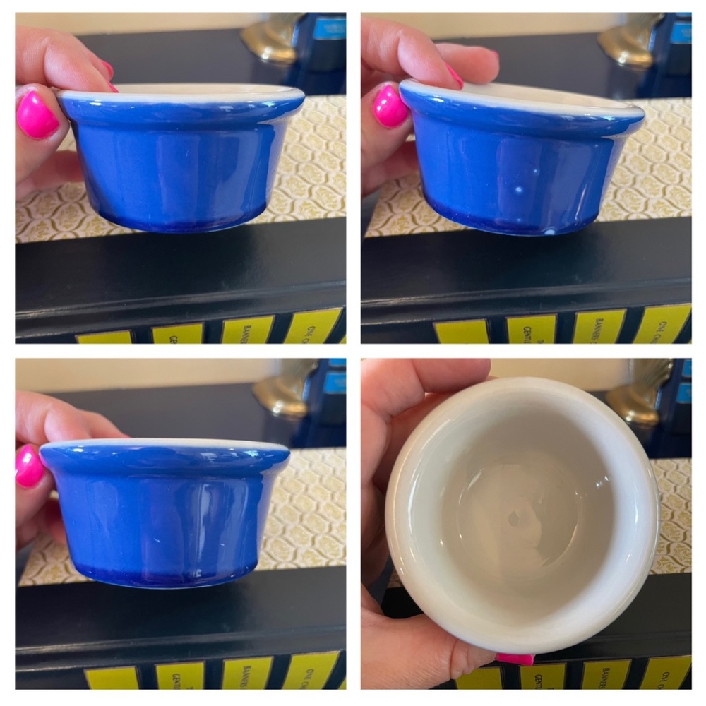 Vintage Hall Cobalt Blue Ramekins / Custard Cups / Crocks - Set of 3 - Picture 4 of 5